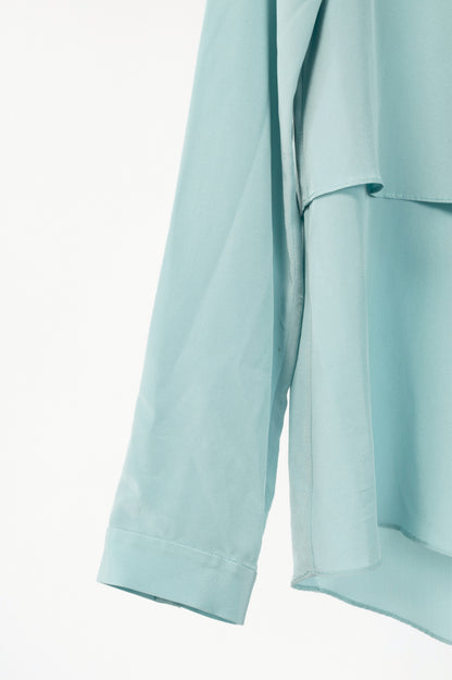 Dorothee Schumacher Blue Silk Crepe de Chine Layered Blouse