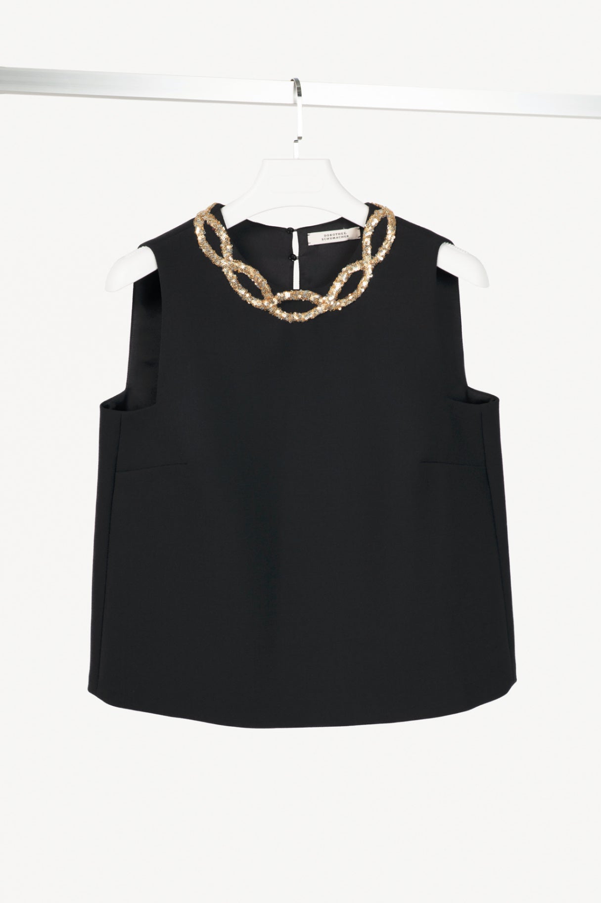 Dorothee Schumacher Striking Coolness Pure Black Sequin-Neck Tank