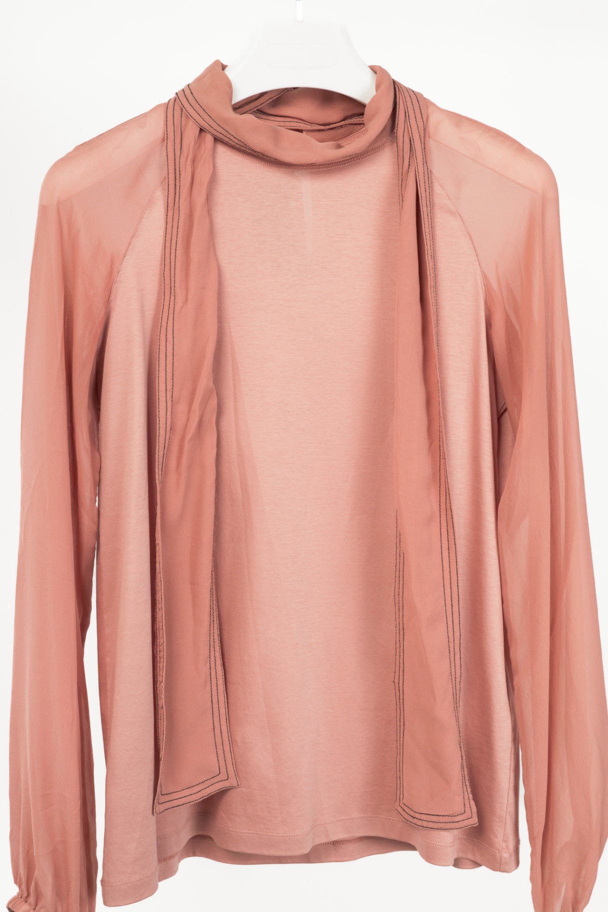 Dorothee Schumacher AW18 Pink Cotton & Silk Scarf-Neck Blouse