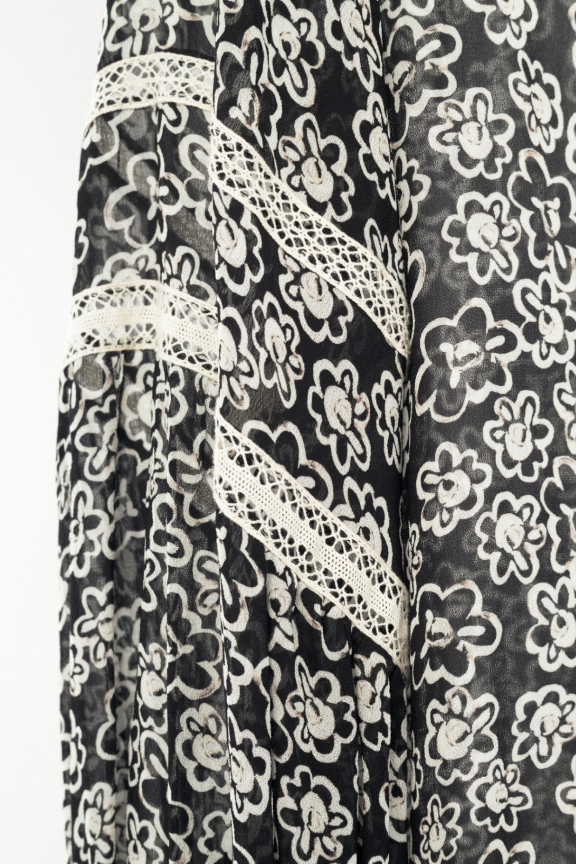 Dorothee Schumacher Floral Transparencies Black & White Lace-Trim Blouse