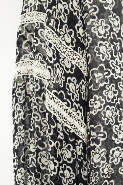 Dorothee Schumacher Floral Transparencies Black & White Lace-Trim Blouse