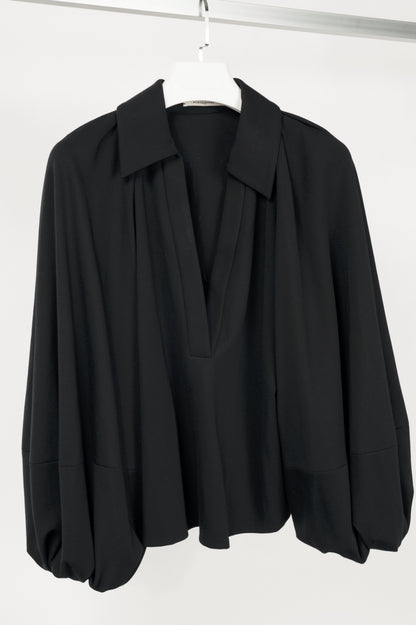 Dorothee Schumacher Emotional Essence Pure Black Balloon-Sleeve Blouse