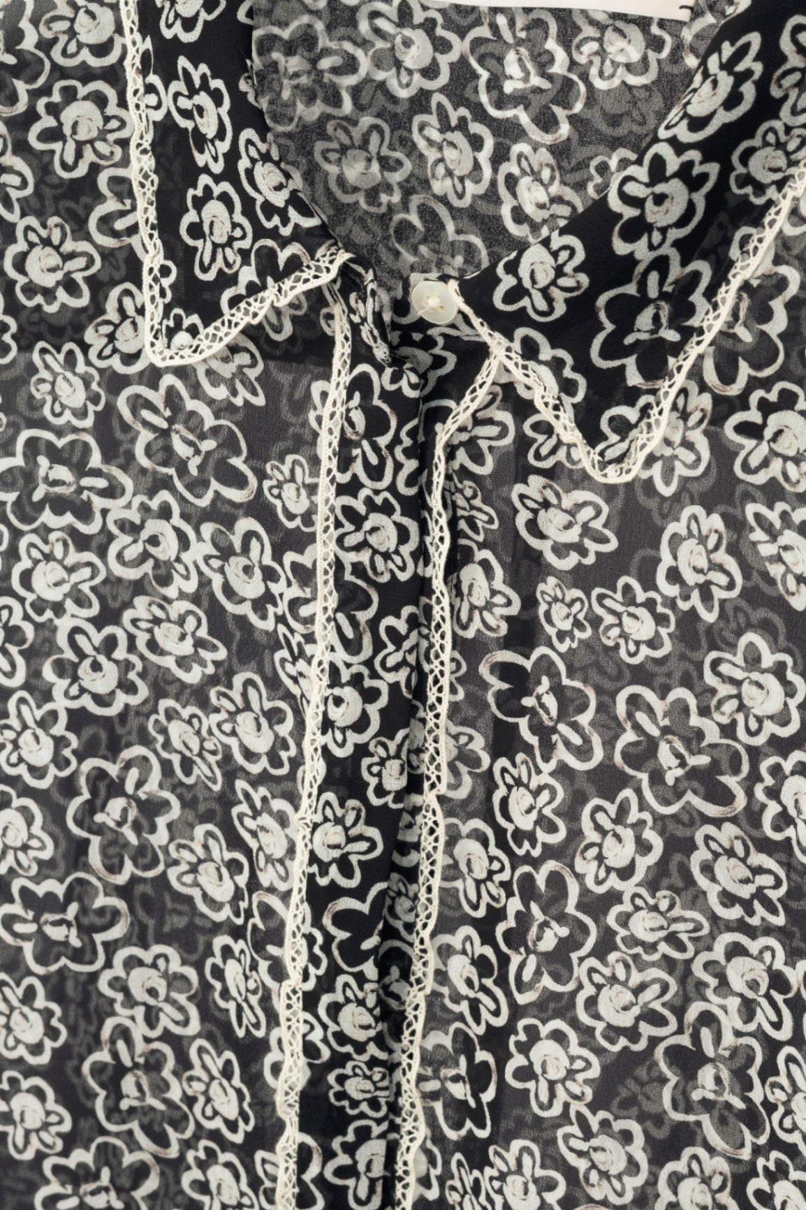 Dorothee Schumacher Floral Transparencies Black & White Lace-Trim Blouse