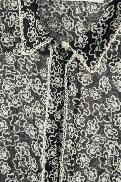 Dorothee Schumacher Floral Transparencies Black & White Lace-Trim Blouse