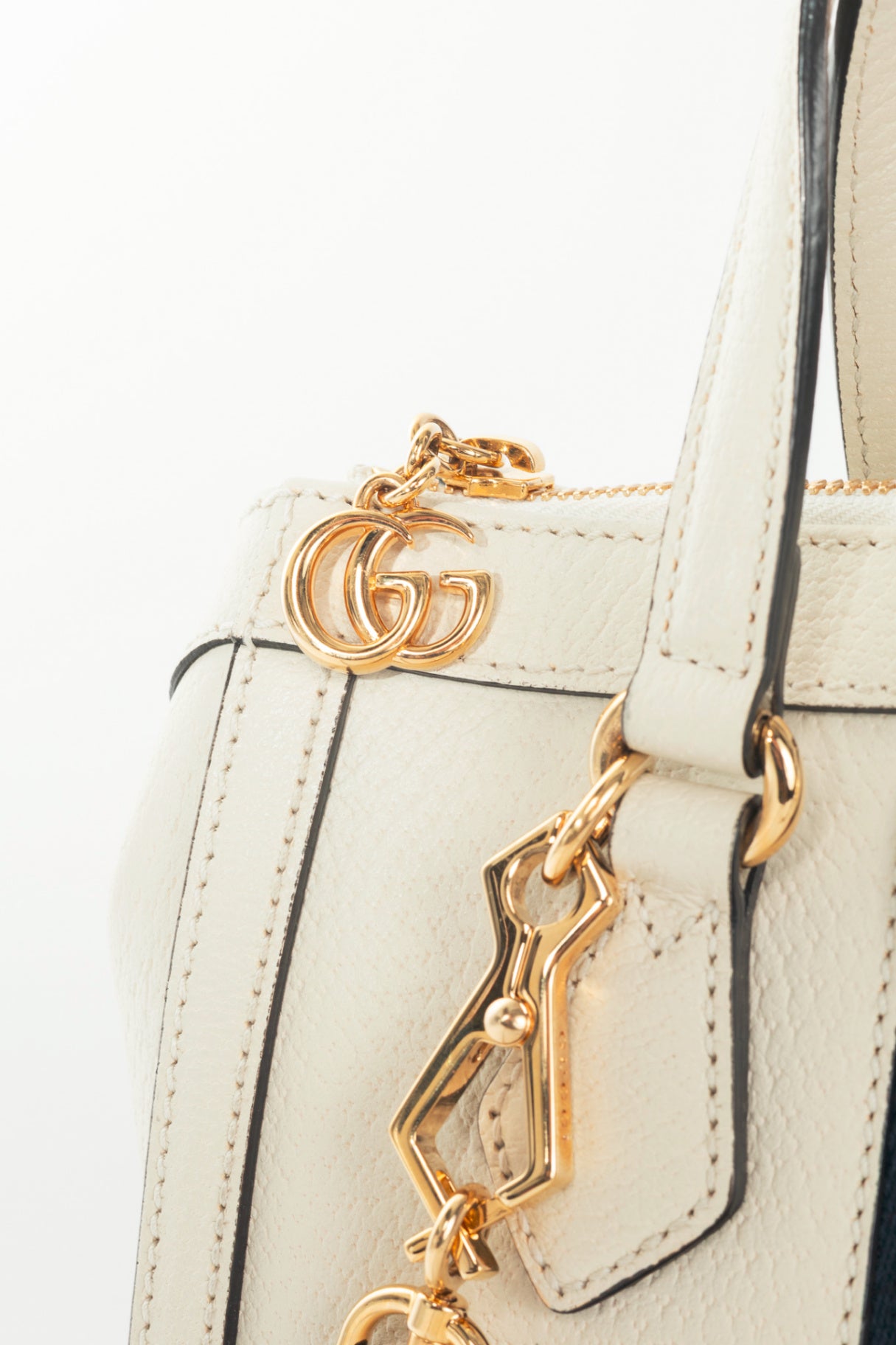 Gucci Ophidia Small Mystic White Dollar Pigprint Leather Striped Tote