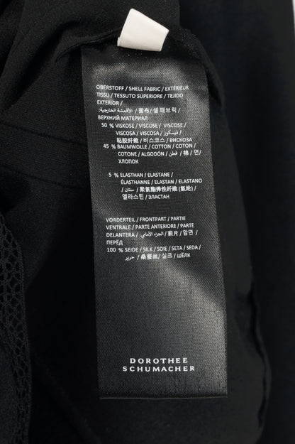 Dorothee Schumacher Black Silk-Front Tie-Neck Pintuck Blouse