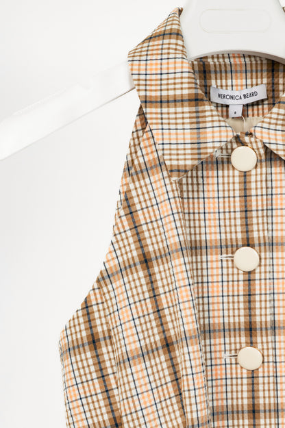 Veronica Beard Orlinda Dark Stone Multi Plaid Seersucker Vest