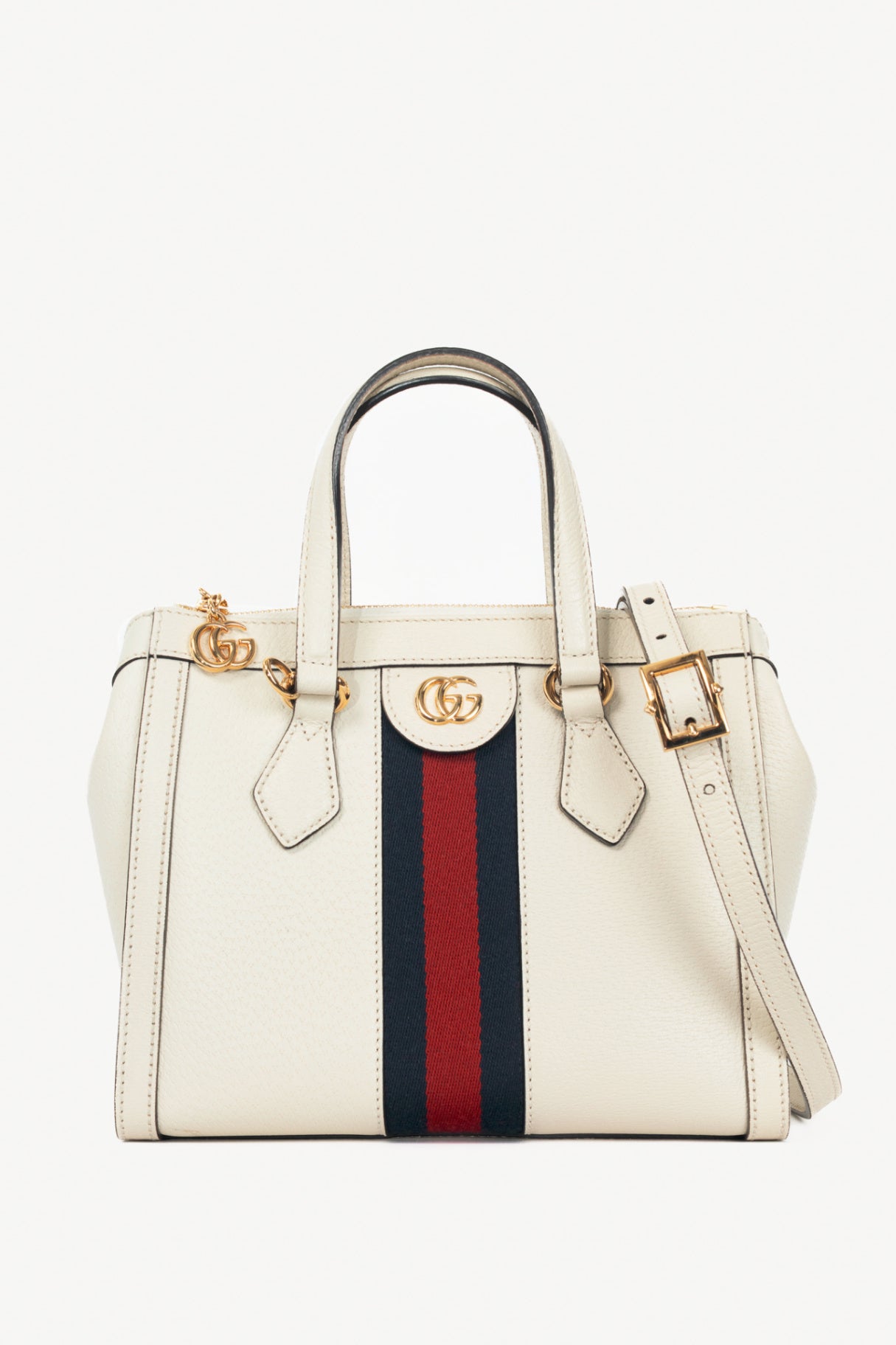 Gucci Ophidia Small Mystic White Dollar Pigprint Leather Striped Tote