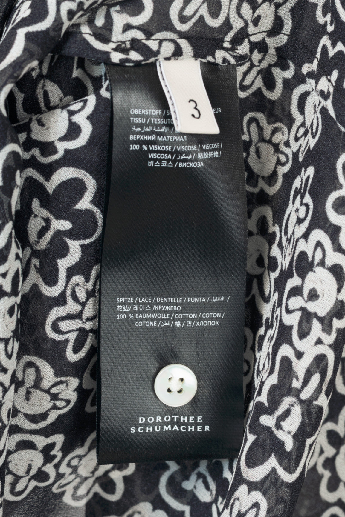 Dorothee Schumacher Floral Transparencies Black & White Lace-Trim Blouse