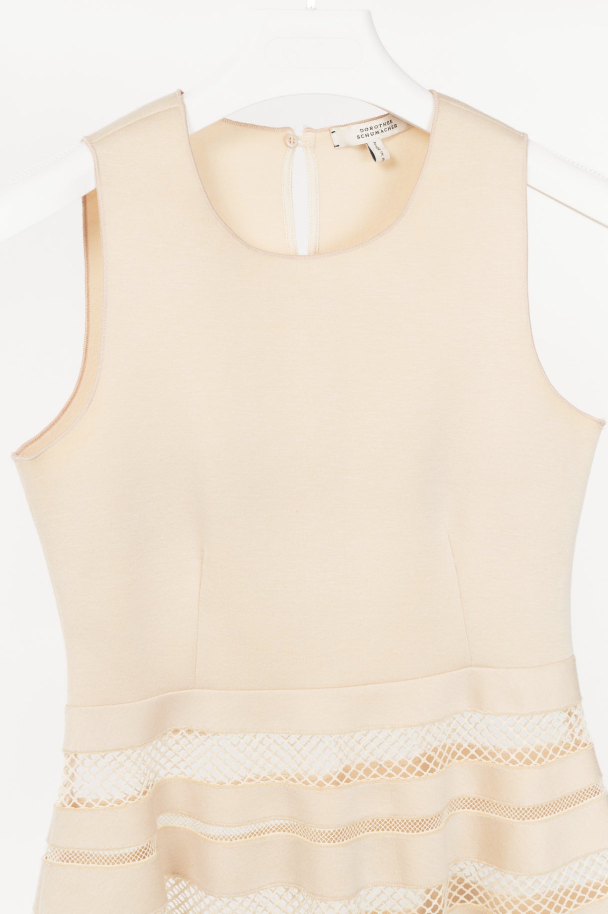 Dorothee Schumacher Beige Neoprene Mesh-Trim Peplum Tank