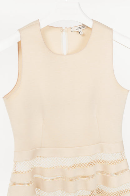 Dorothee Schumacher Beige Neoprene Mesh-Trim Peplum Tank
