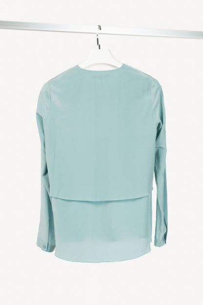 Dorothee Schumacher Blue Silk Crepe de Chine Layered Blouse