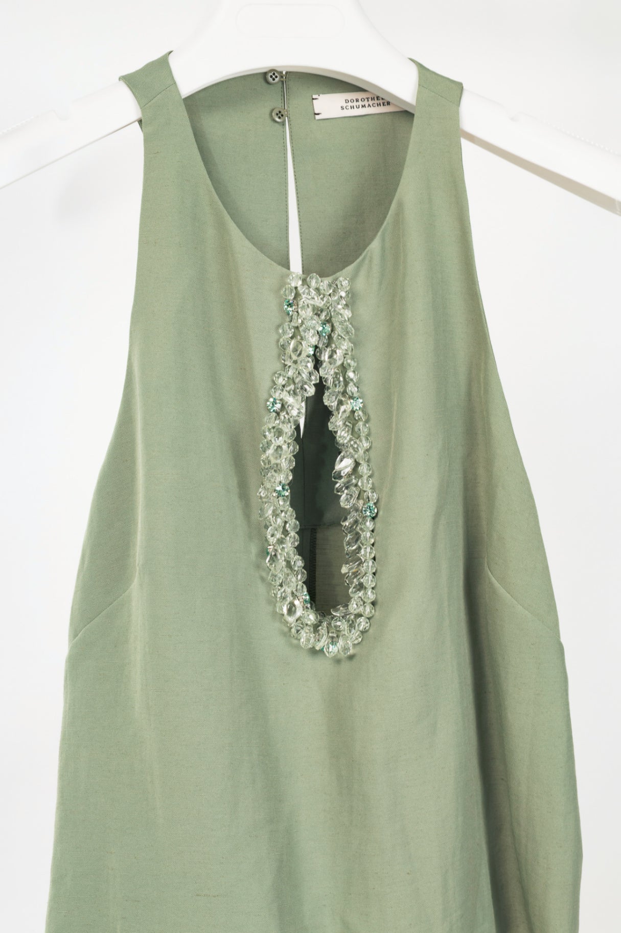 Dorothee Schumacher Summer Cruise "Pale Khaki" Embellished Linen Top