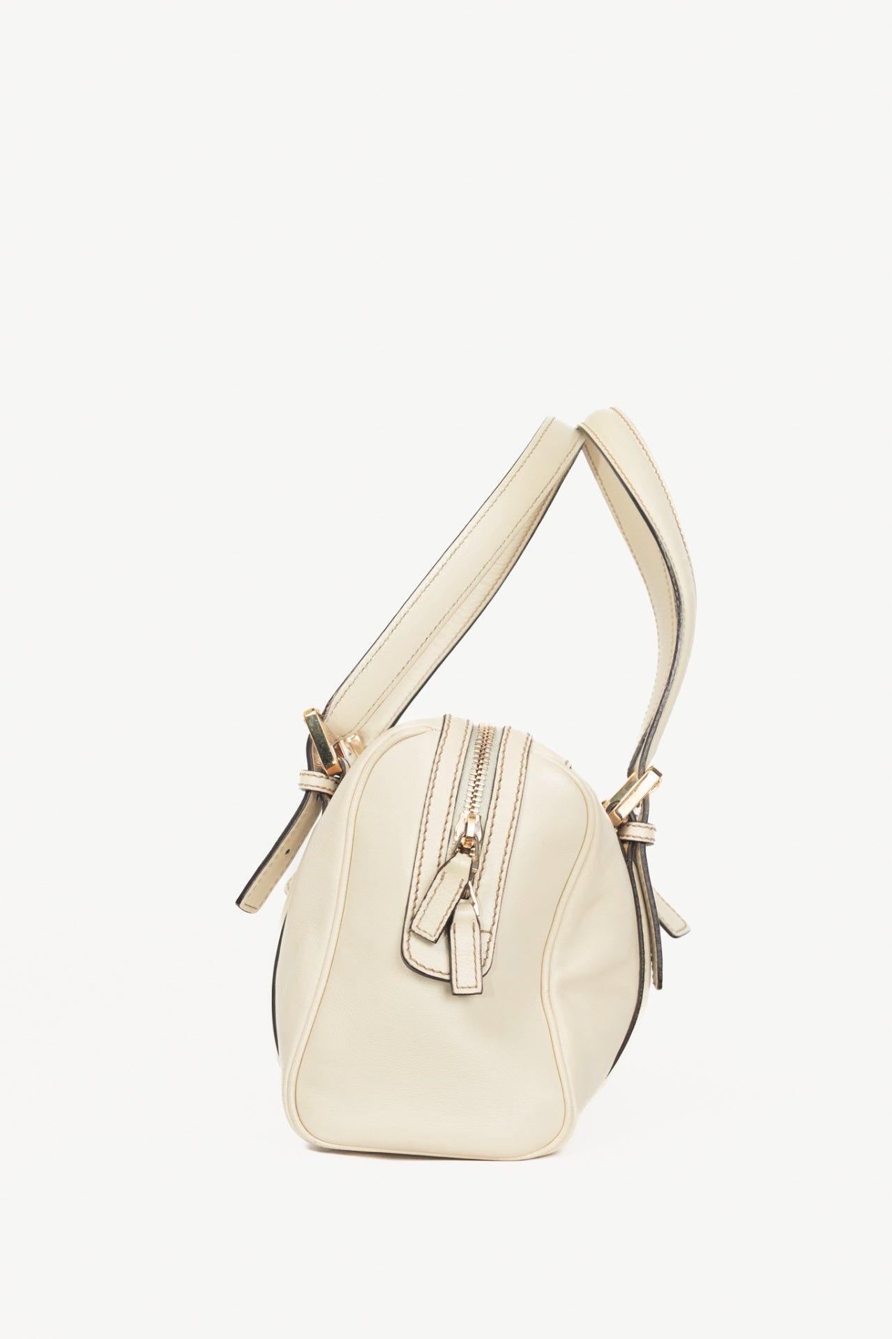 Gucci Boston Britt Small White Leather GG Handbag
