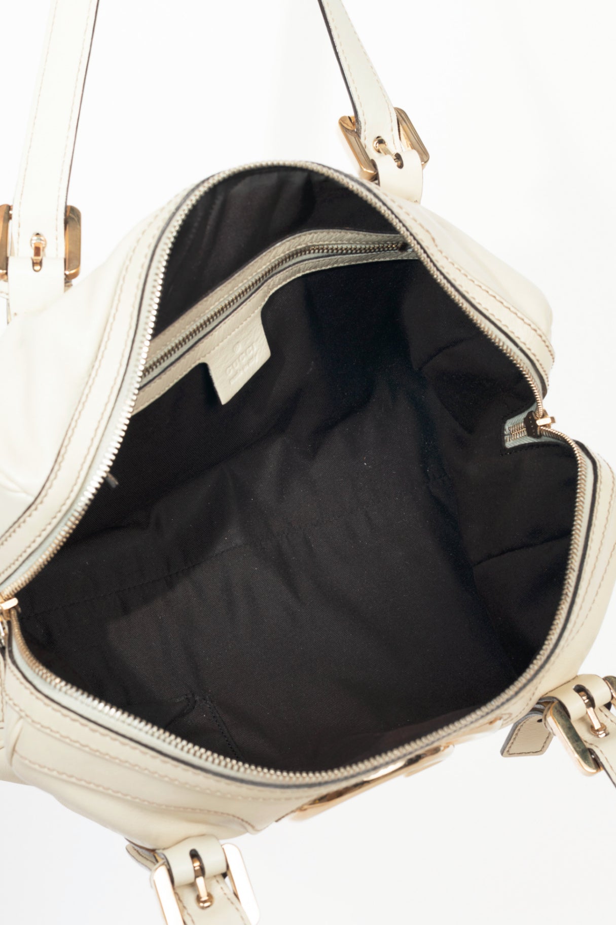 Gucci Boston Britt Small White Leather GG Handbag