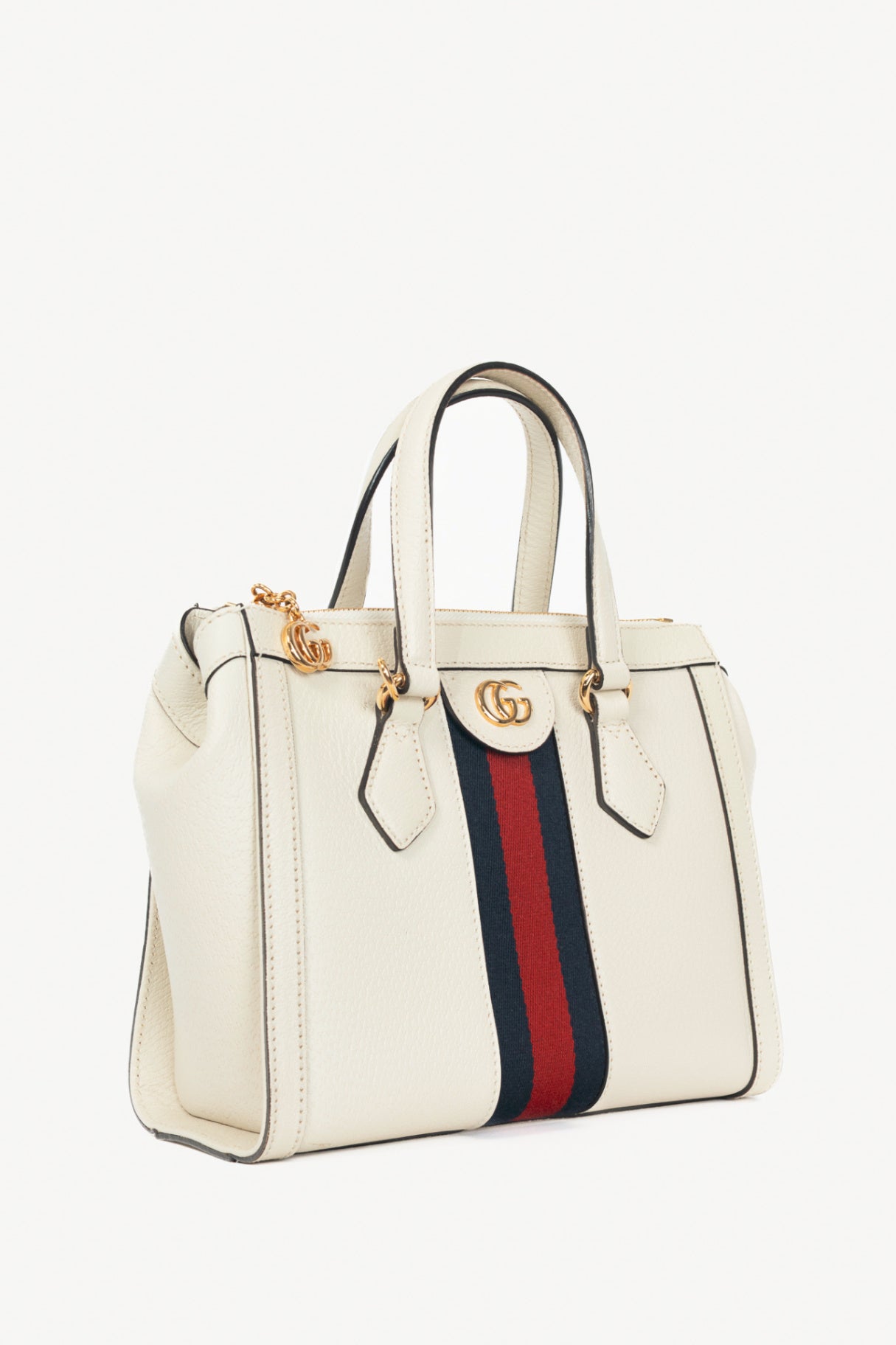 Gucci Ophidia Small Mystic White Dollar Pigprint Leather Striped Tote