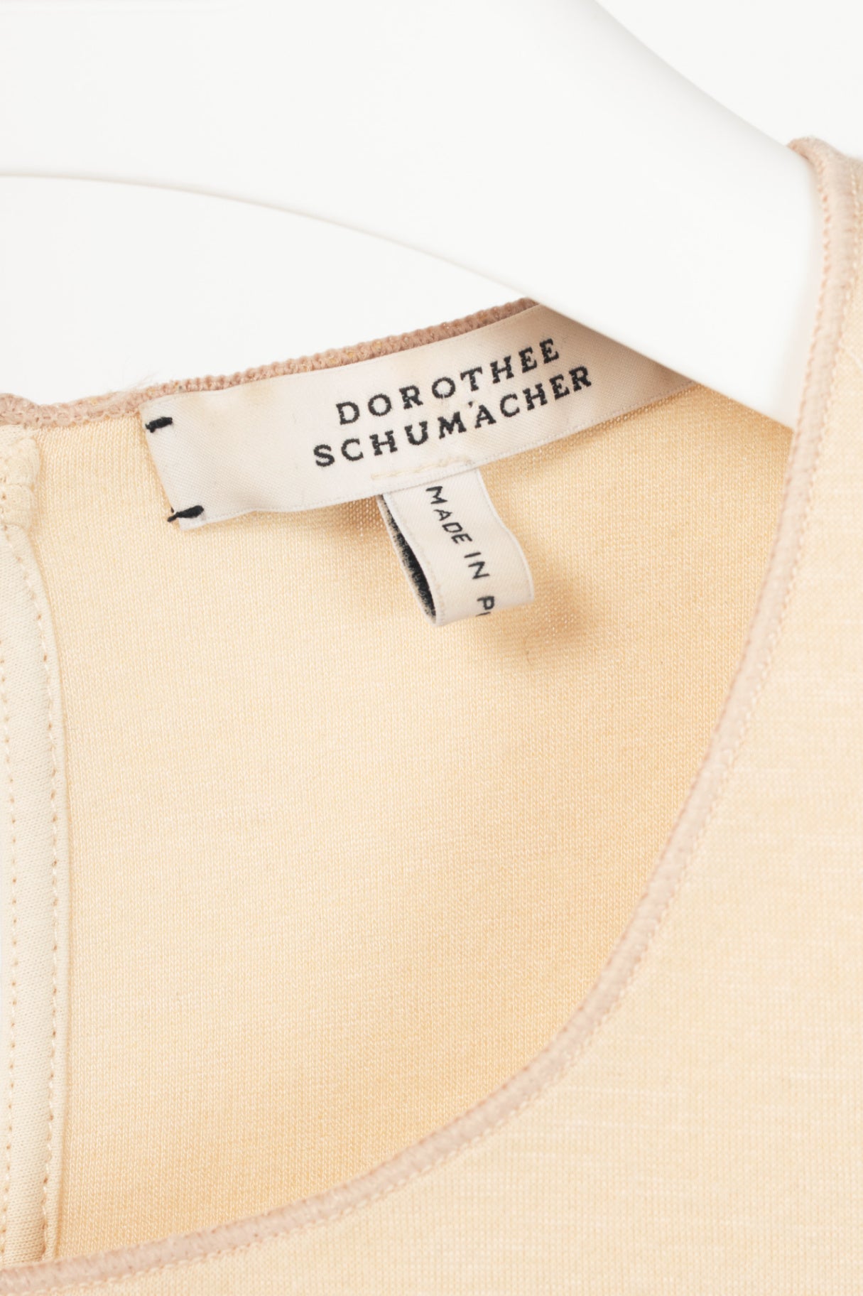 Dorothee Schumacher Beige Neoprene Mesh-Trim Peplum Tank