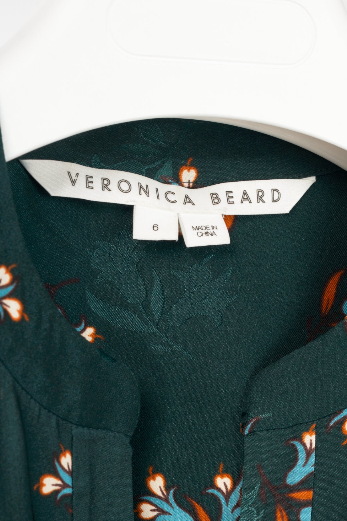 Veronica Beard Abbie Evergreen Multi Bouquet Print Satin Top