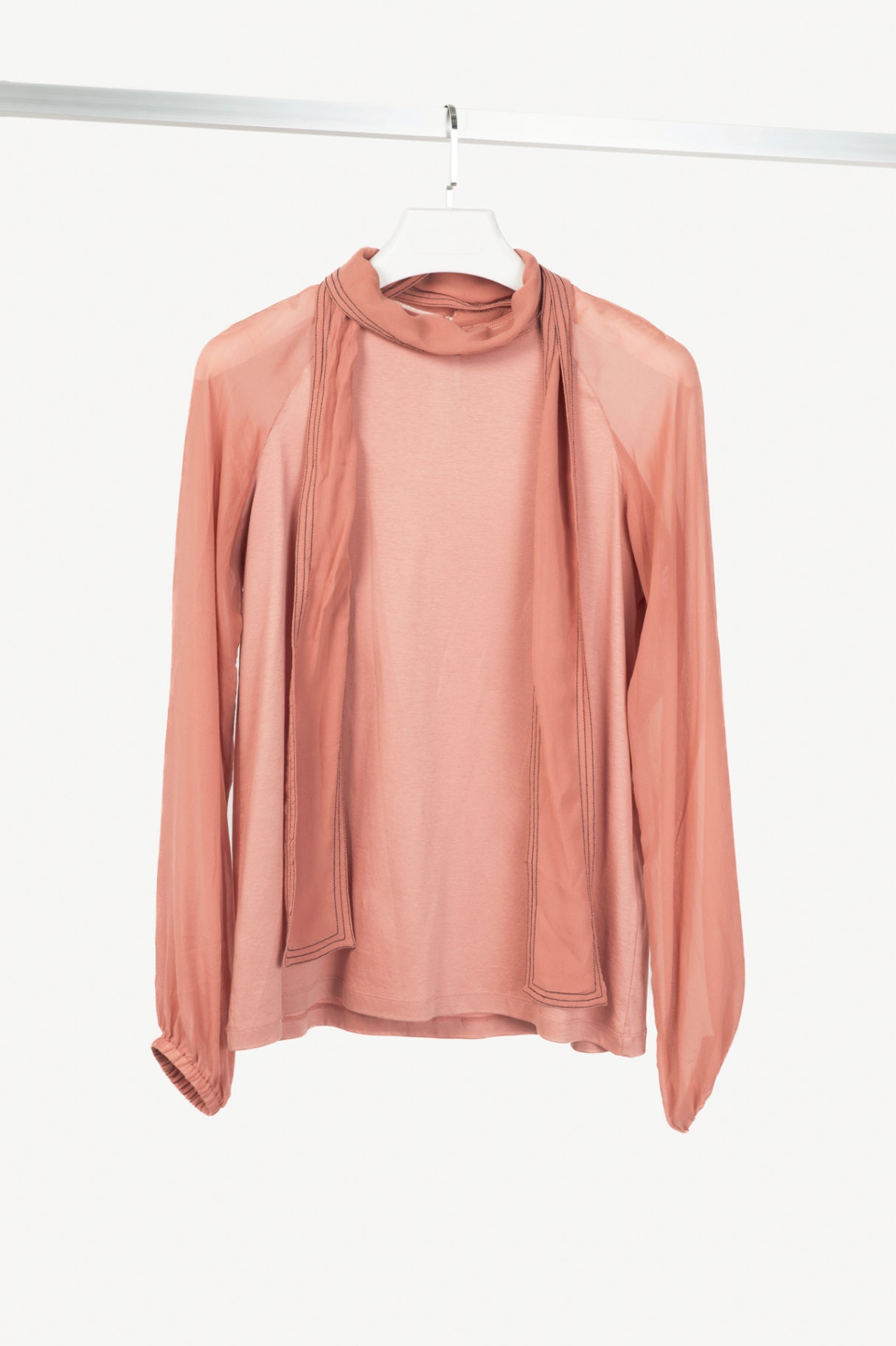 Dorothee Schumacher AW18 Pink Cotton & Silk Scarf-Neck Blouse