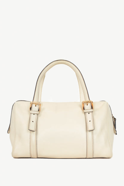 Gucci Boston Britt Small White Leather GG Handbag