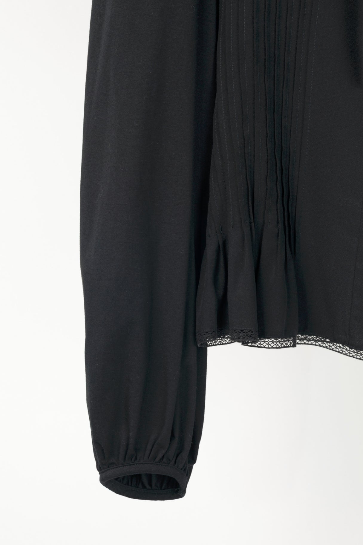 Dorothee Schumacher Black Silk-Front Tie-Neck Pintuck Blouse
