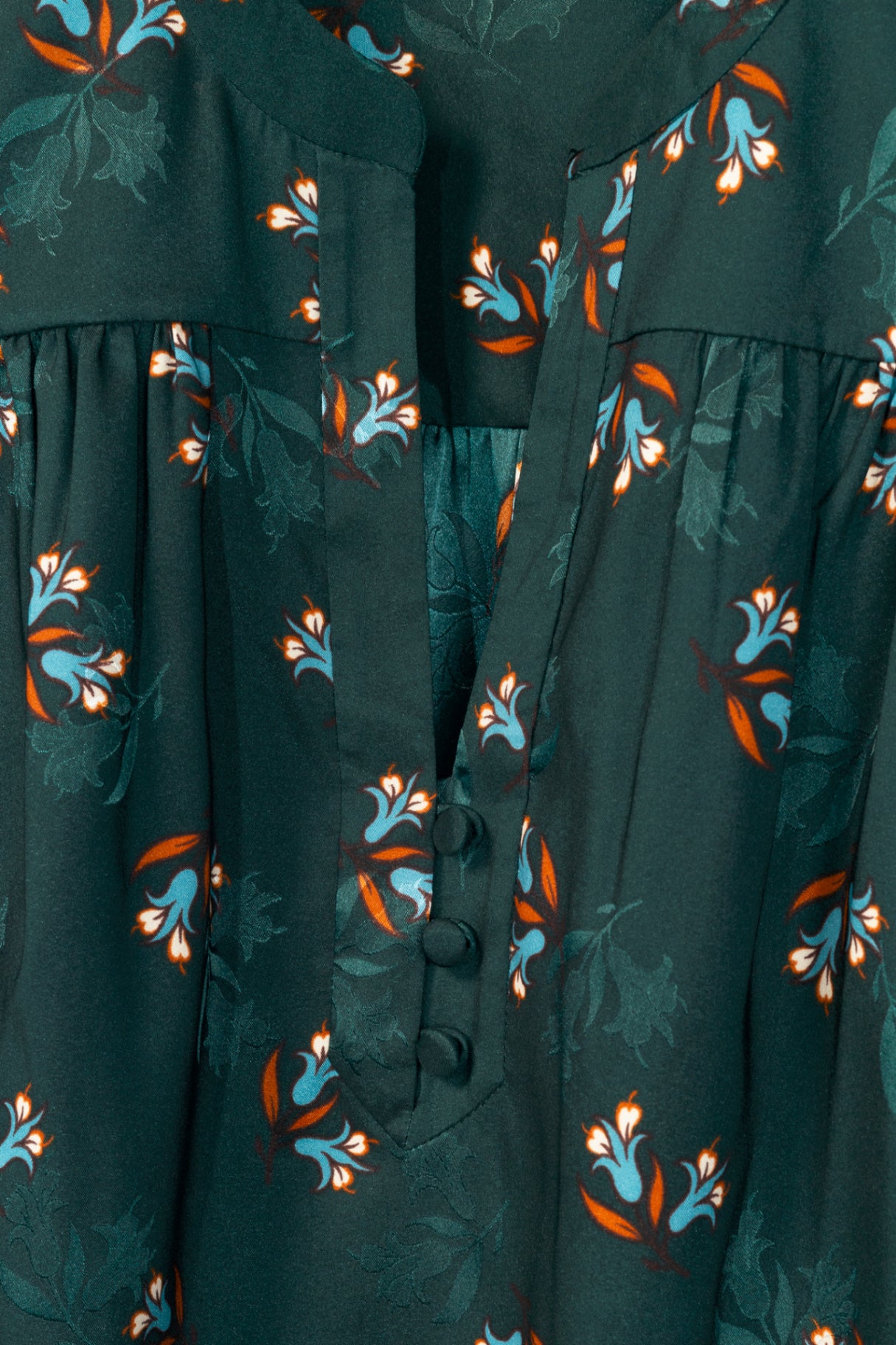 Veronica Beard Abbie Evergreen Multi Bouquet Print Satin Top