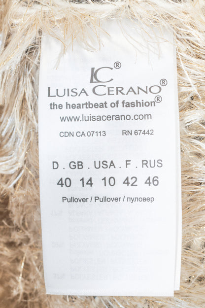 Luisa Cerano Cream Metallic Italian Fur-Look Sweater