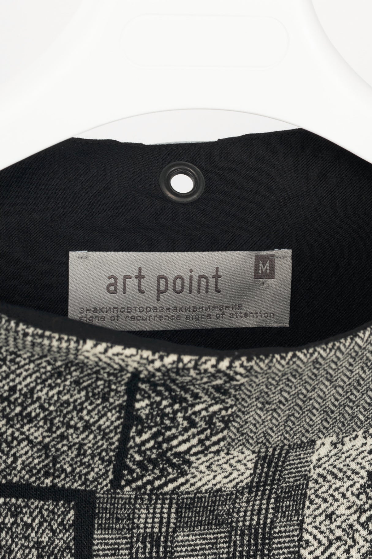 Art Point Black Mixed-Print Wool-Blend Asymmetrical Top