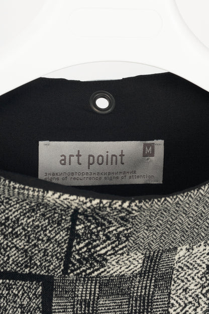 Art Point Black Mixed-Print Wool-Blend Asymmetrical Top