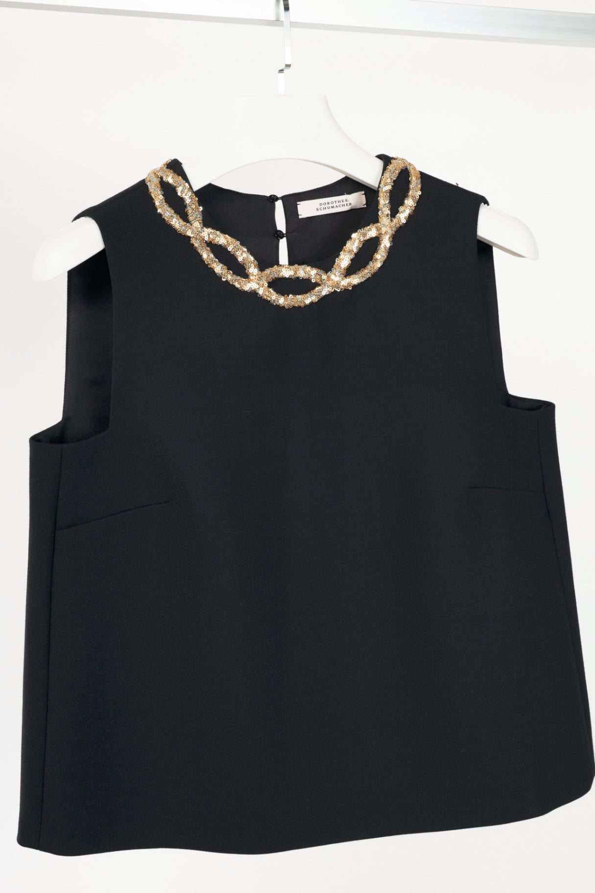 Dorothee Schumacher Striking Coolness Pure Black Sequin-Neck Tank