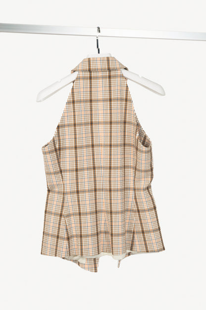 Veronica Beard Orlinda Dark Stone Multi Plaid Seersucker Vest