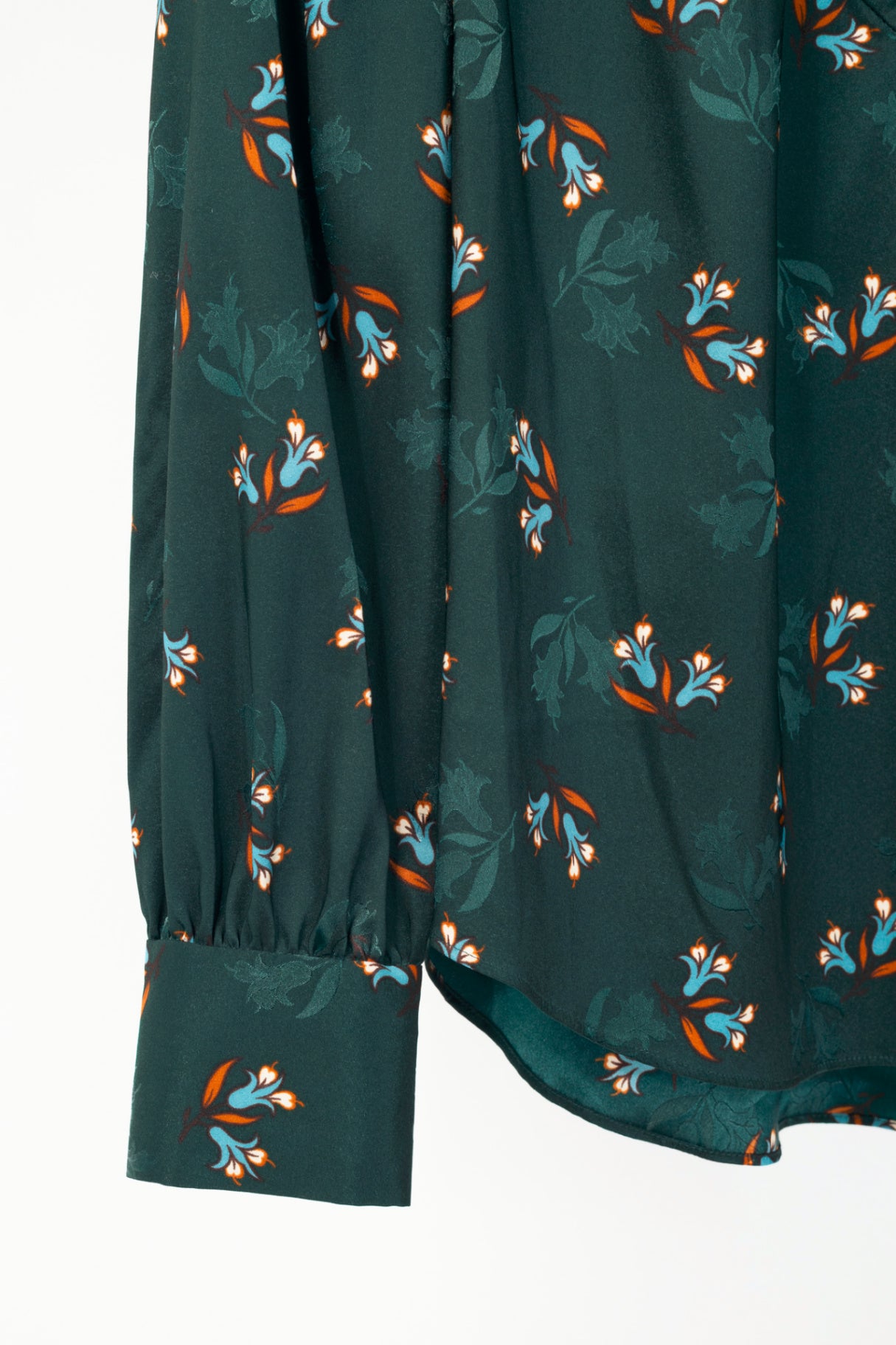 Veronica Beard Abbie Evergreen Multi Bouquet Print Satin Top
