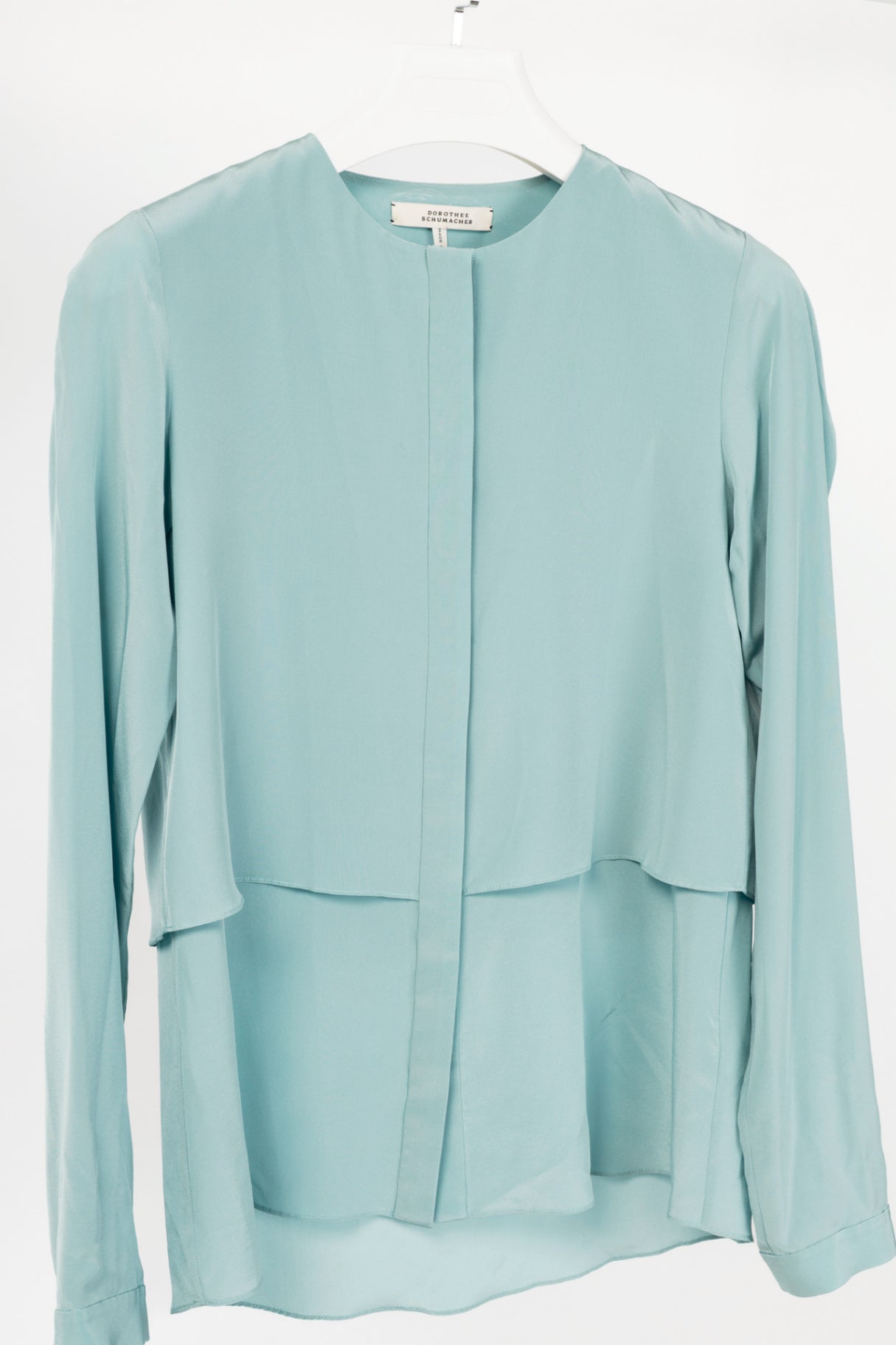 Dorothee Schumacher Blue Silk Crepe de Chine Layered Blouse