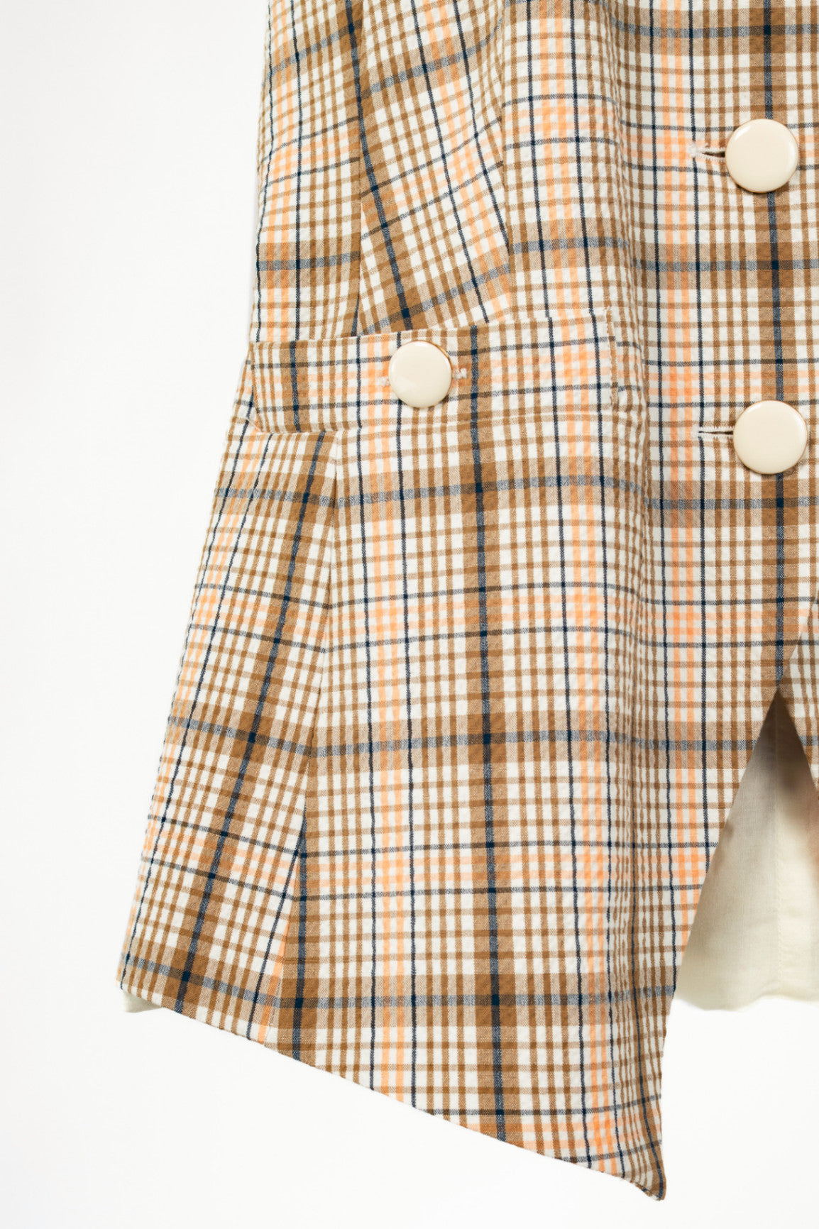 Veronica Beard Orlinda Dark Stone Multi Plaid Seersucker Vest