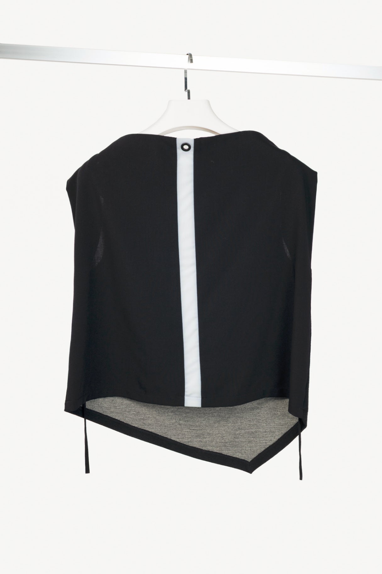 Art Point Black Mixed-Print Wool-Blend Asymmetrical Top