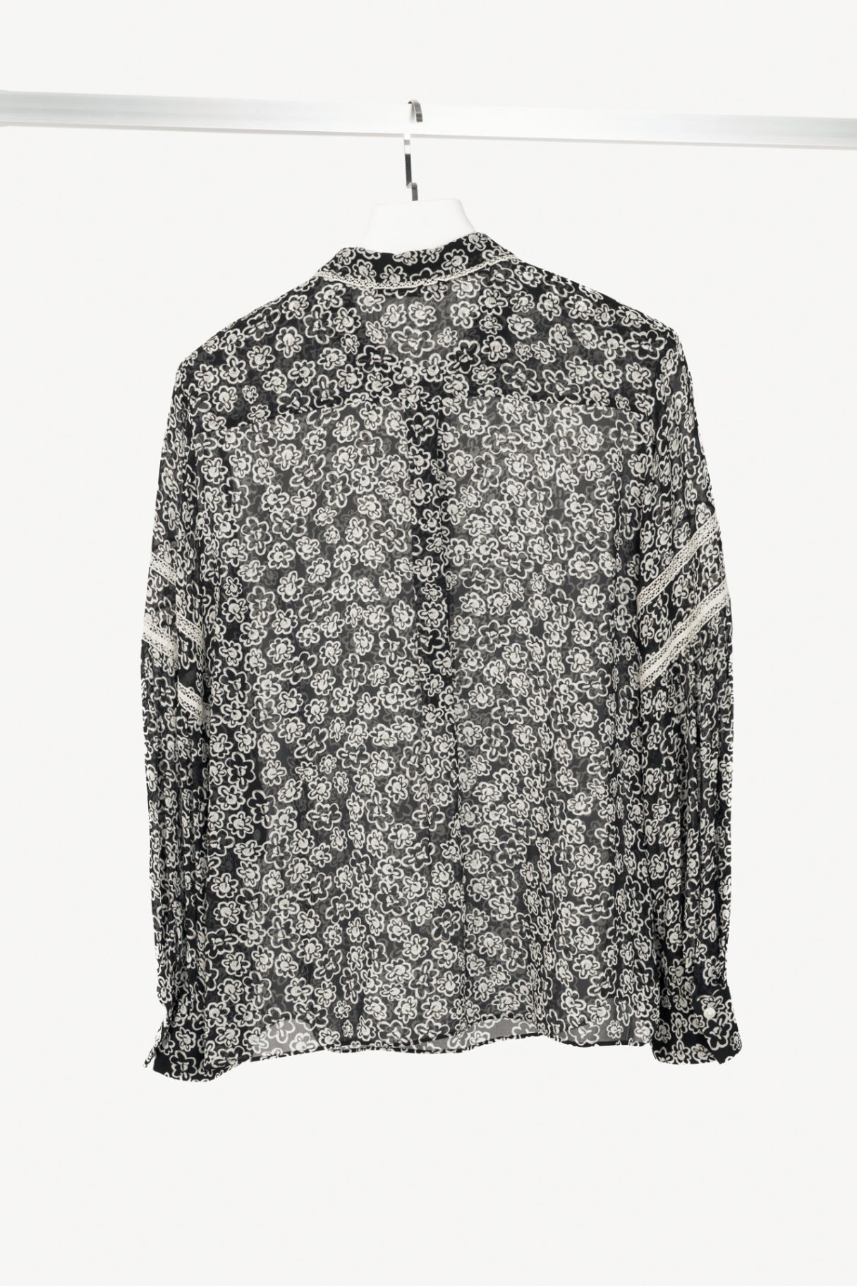 Dorothee Schumacher Floral Transparencies Black & White Lace-Trim Blouse