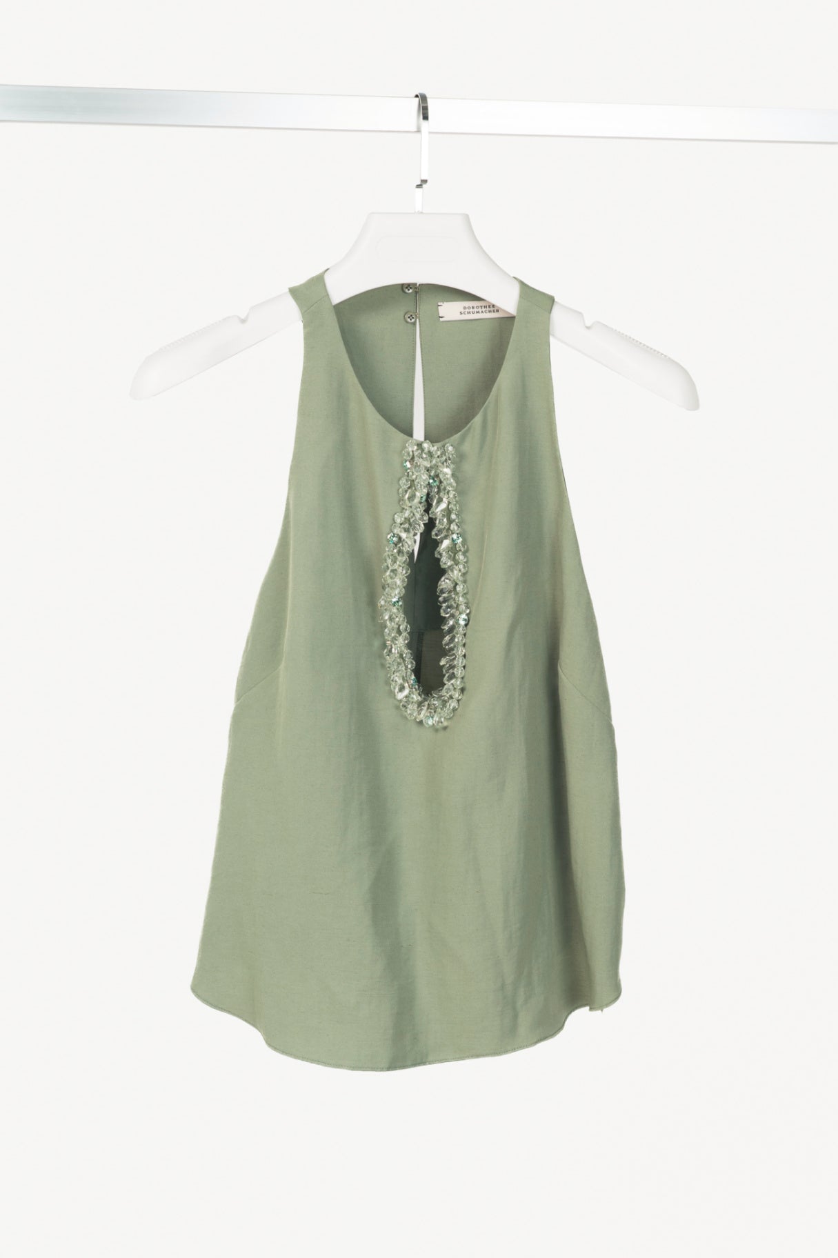Dorothee Schumacher Summer Cruise "Pale Khaki" Embellished Linen Top