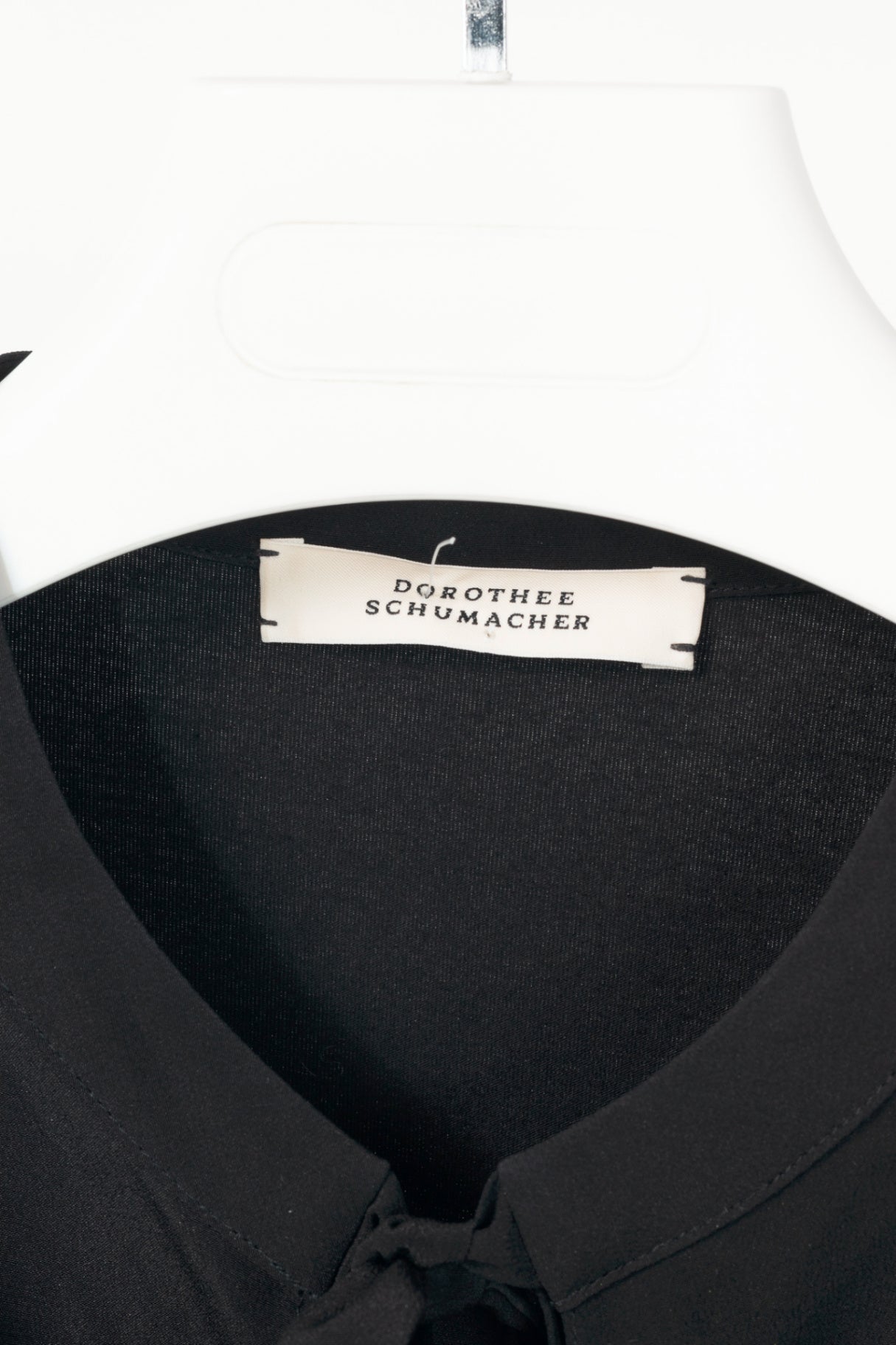 Dorothee Schumacher Black Silk-Front Tie-Neck Pintuck Blouse