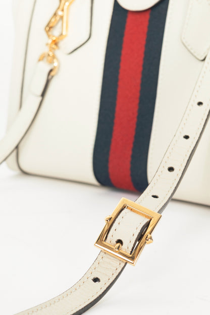 Gucci Ophidia Small Mystic White Dollar Pigprint Leather Striped Tote