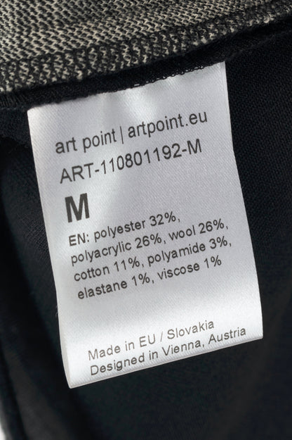 Art Point Black Mixed-Print Wool-Blend Asymmetrical Top