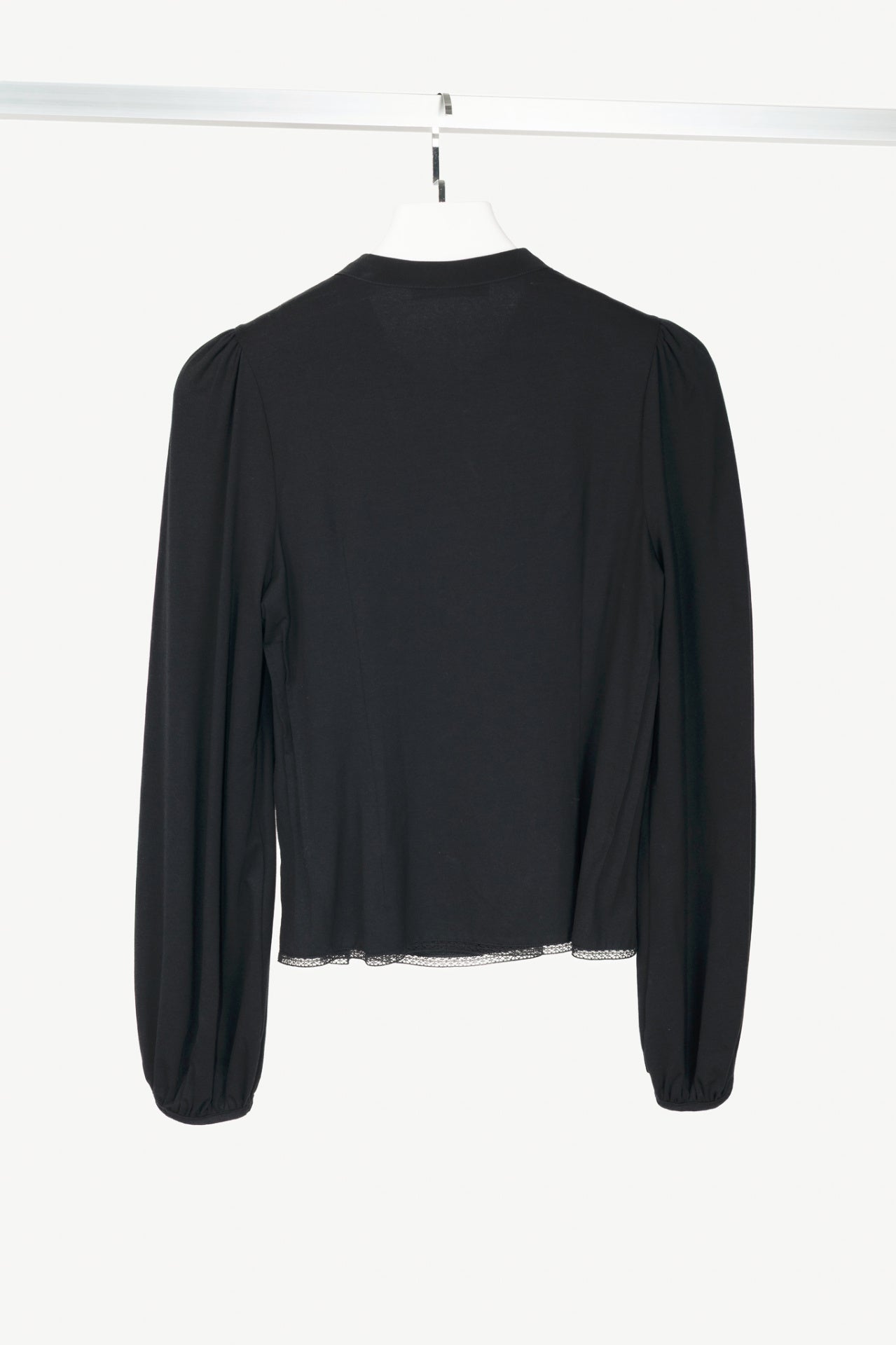 Dorothee Schumacher Black Silk-Front Tie-Neck Pintuck Blouse