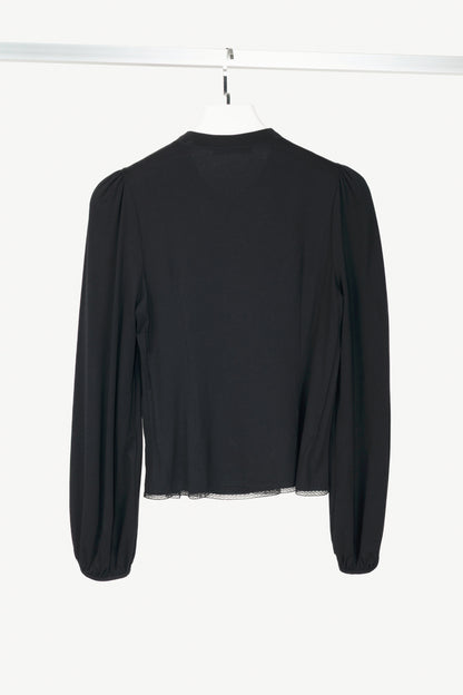 Dorothee Schumacher Black Silk-Front Tie-Neck Pintuck Blouse
