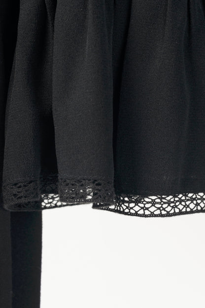 Dorothee Schumacher Black Silk-Front Tie-Neck Pintuck Blouse
