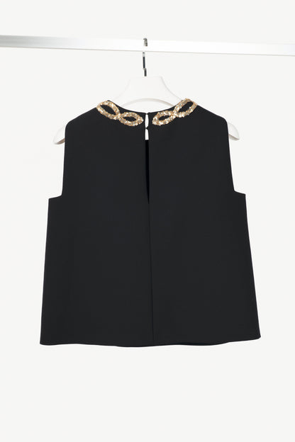 Dorothee Schumacher Striking Coolness Pure Black Sequin-Neck Tank