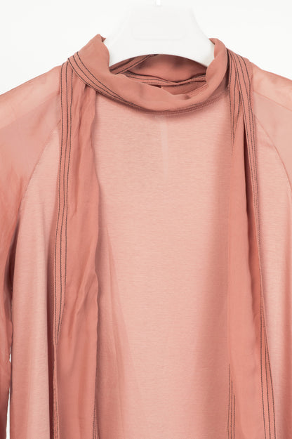 Dorothee Schumacher AW18 Pink Cotton & Silk Scarf-Neck Blouse