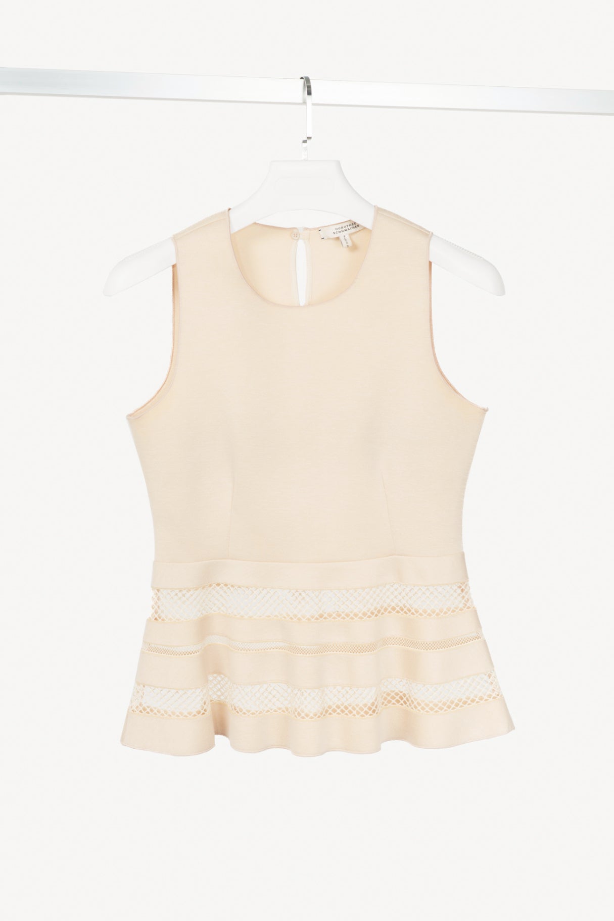Dorothee Schumacher Beige Neoprene Mesh-Trim Peplum Tank