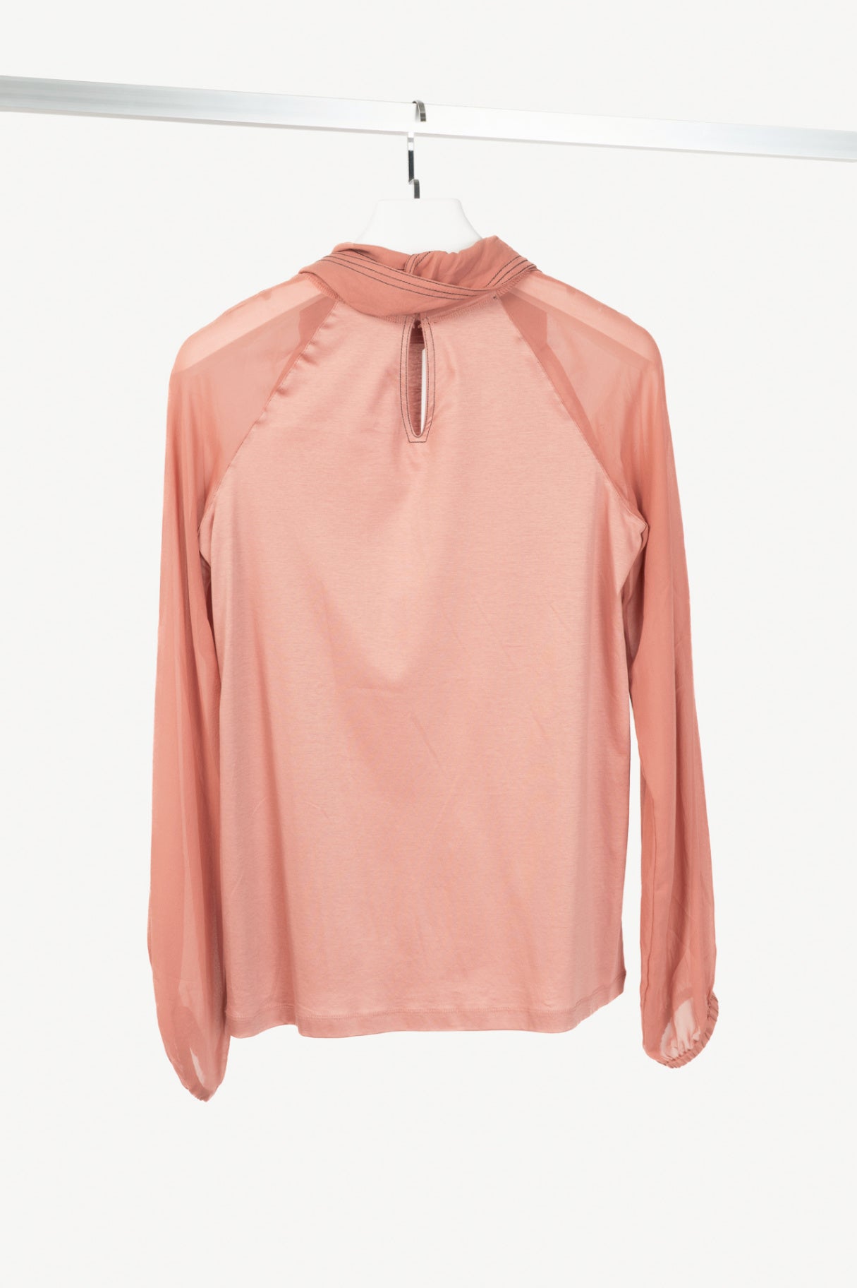 Dorothee Schumacher AW18 Pink Cotton & Silk Scarf-Neck Blouse