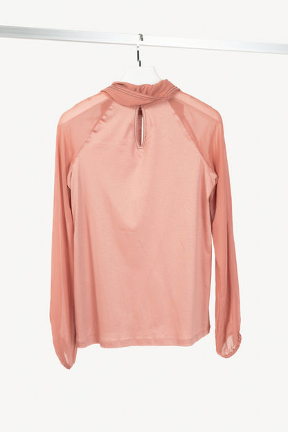 Dorothee Schumacher AW18 Pink Cotton & Silk Scarf-Neck Blouse