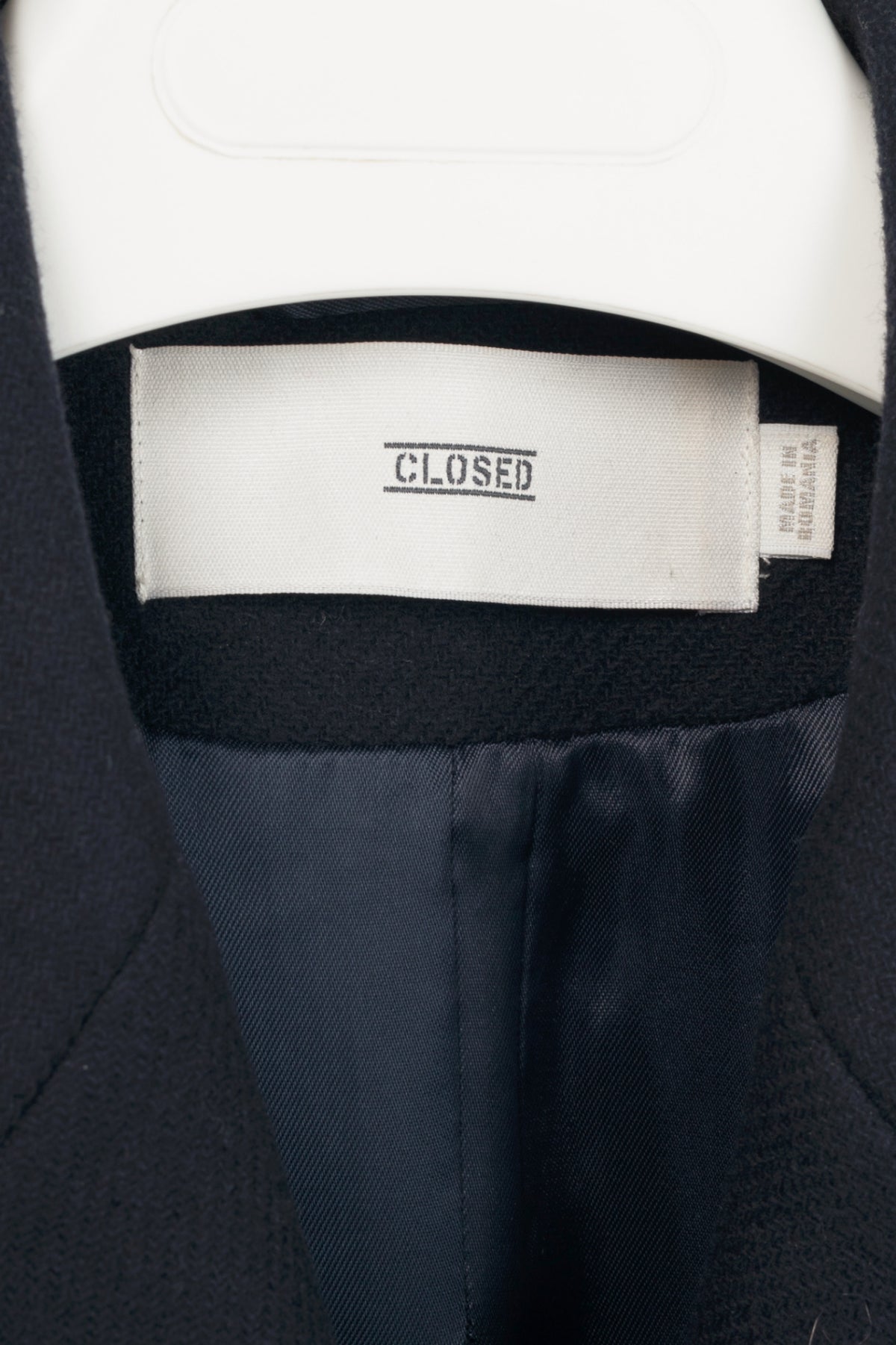Closed Navy Wool Double-Breasted Button Long Vest