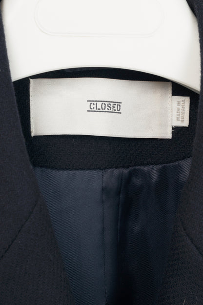 Closed Navy Wool Double-Breasted Button Long Vest